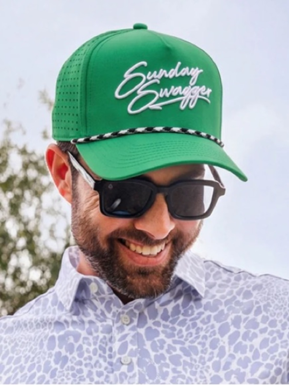 Sunday Swagger Snapback Rope Hat Limelight Green Performance Golf Embroidered - Picture 8 of 8